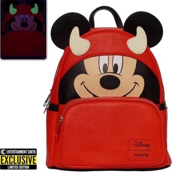 Loungefly Mickey Mouse Devil Mickey Mini Backpack Disney Red Kids Backpack.⚡️ - Picture 8 of 10